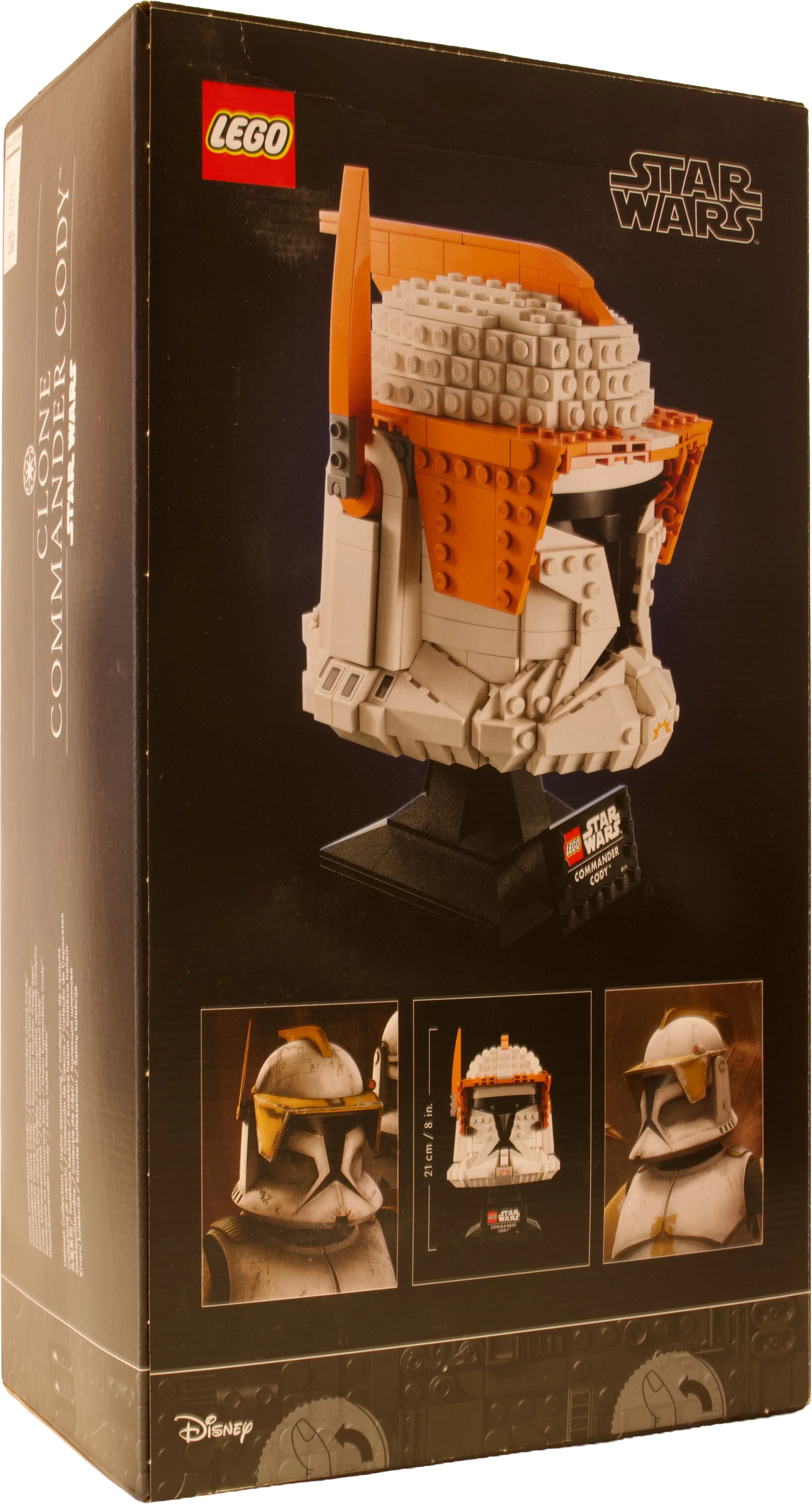 LEGO® Star Wars™ – bagside af æsken med visning af detaljer på Klonkommandør Codys hjelm