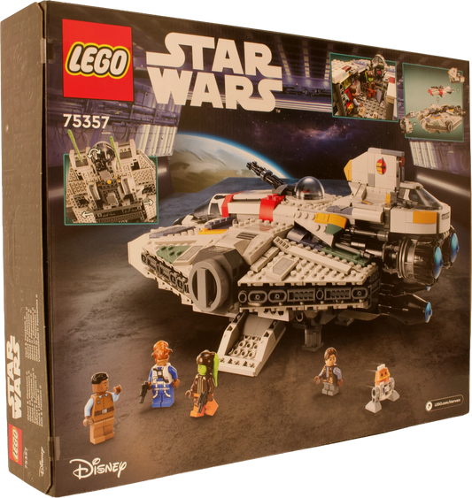 LEGO® Star Wars™ – bagside af æsken med visning af Ghost™ & Phantom II™ funktioner og detaljer.