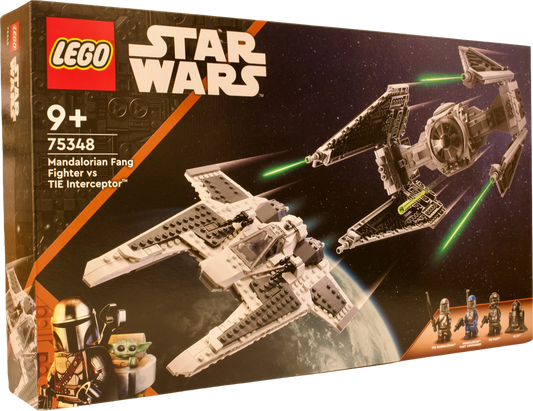 LEGO® Star Wars™ – forside af æsken med Mandalorian Fang Fighter™ og TIE Interceptor™ motiv.
