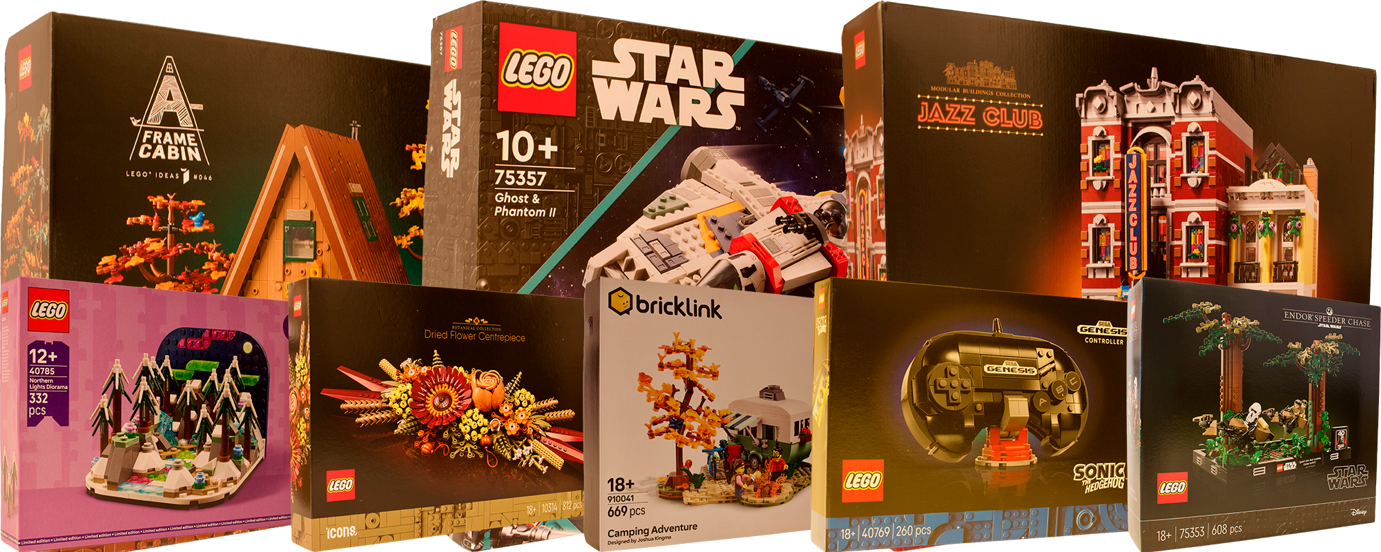 Forsidebanner med diverse Lego-æsker